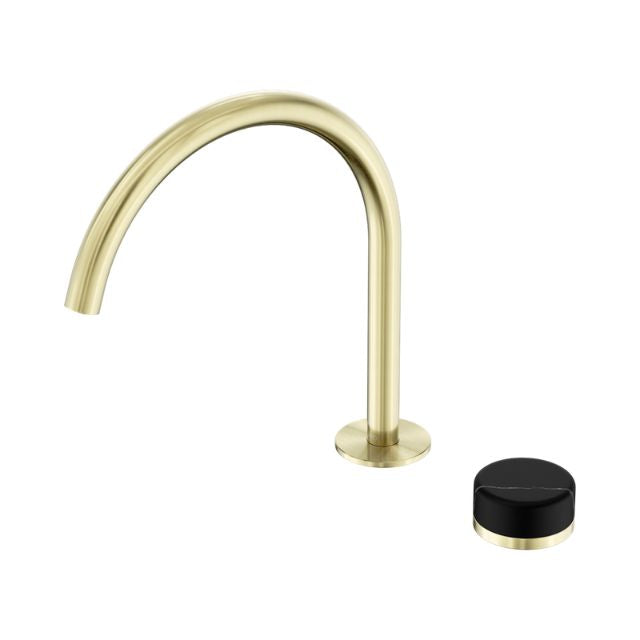 Nero Serenity Progressive Bath/Kitchen Mixer Arc Spout With Marquina Black Handle Brushed Gold 24E134BG - The Blue Space
