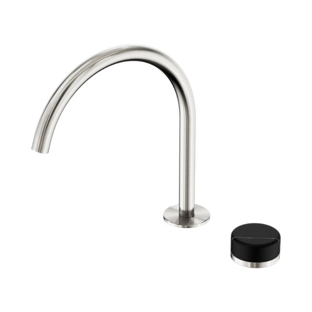 Nero Serenity Progressive Bath/Kitchen Mixer Arc Spout With Marquina Black Handle Brushed Nickel 24E134BN - The Blue Space
