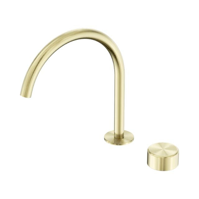 Nero Serenity Progressive Bath/Kitchen Mixer Arc Spout With Metal Handle Brushed Gold 24E042BG - The Blue Space