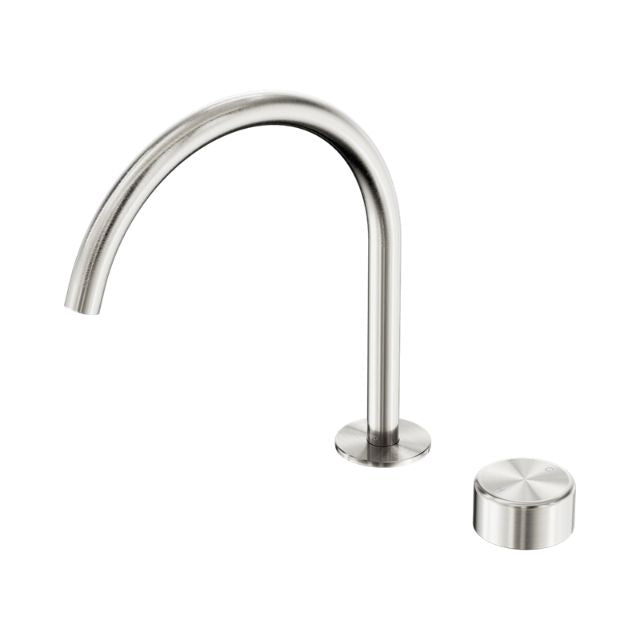 Nero Serenity Progressive Bath/Kitchen Mixer Arc Spout With Metal Handle Brushed Nickel 24E042BN - The Blue Space