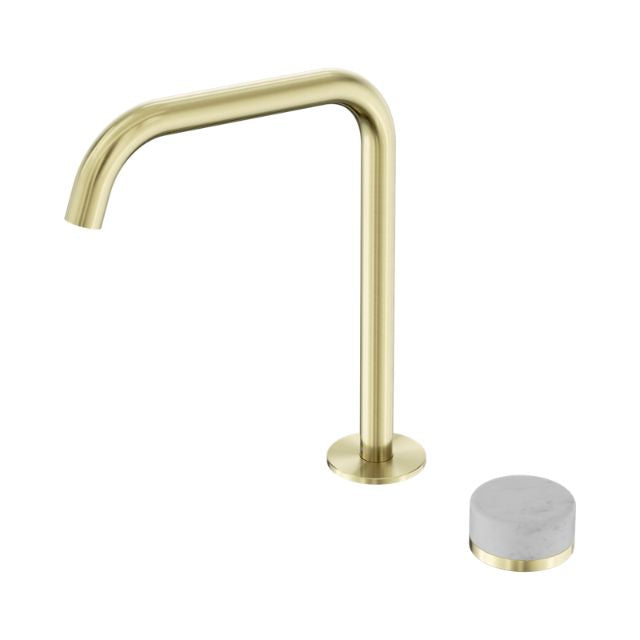 Nero Serenity Progressive Bath/Kitchen Mixer Edge Spout With Carrara Handle Brushed Gold 24E049BG - The Blue Space
