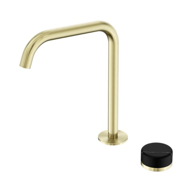Nero Serenity Progressive Bath/Kitchen Mixer Edge Spout With Marquina Black Handle Brushed Gold 24E136BG - The Blue Space