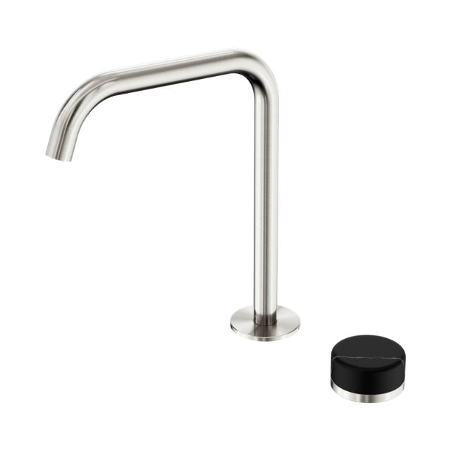 Nero Serenity Progressive Bath/Kitchen Mixer Edge Spout With Marquina Black Handle Brushed Nickel 24E136BN - The Blue Space