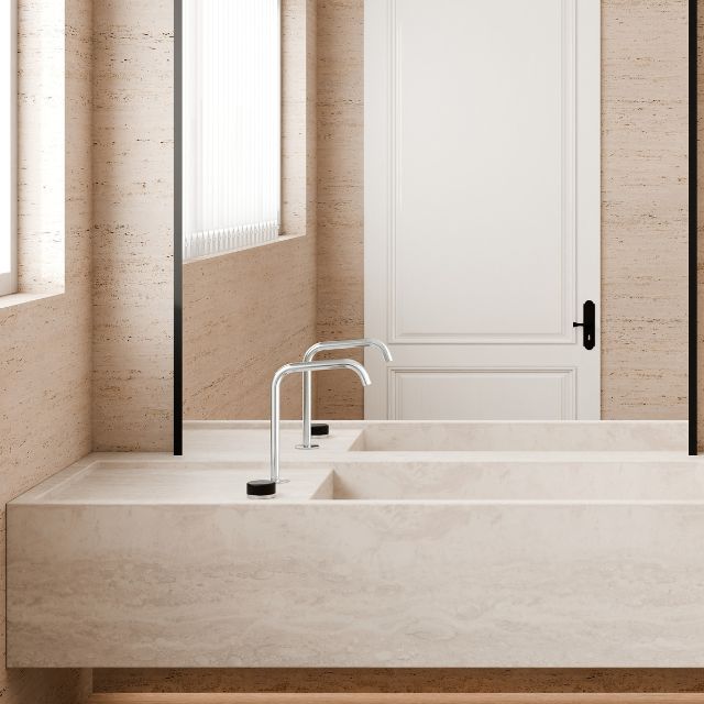 Nero Serenity Progressive Bath/Kitchen Mixer Edge Spout With Marquina Black Handle Chrome 24E136CH - The Blue Space