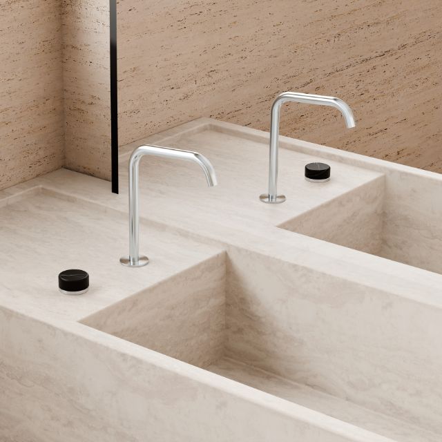 Nero Serenity Progressive Bath/Kitchen Mixer Edge Spout With Marquina Black Handle Chrome 24E136CH - The Blue Space