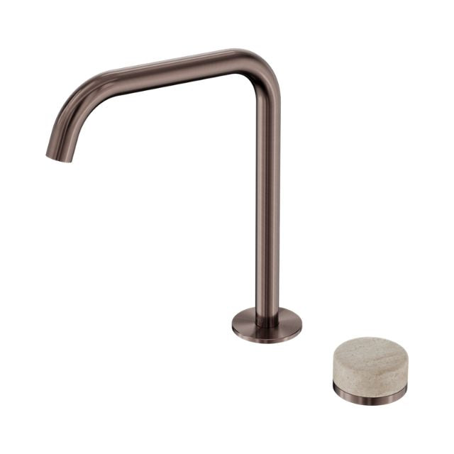 Nero Serenity Progressive Bath/Kitchen Mixer Edge Spout With Rome Travertine Handle Brushed Bronze 24E051BZ - The Blue Space