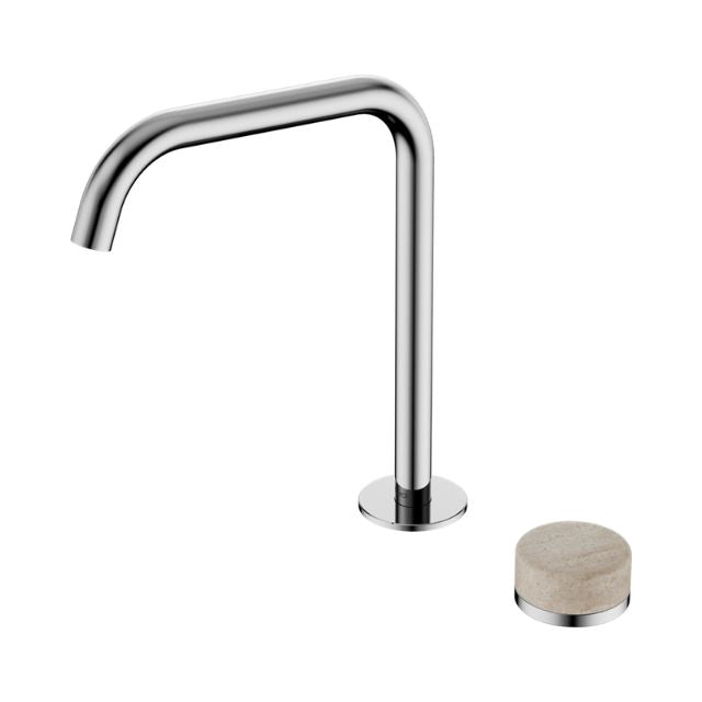 Nero Serenity Progressive Bath/Kitchen Mixer Edge Spout With Rome Travertine Handle Chrome 24E051CH - The Blue Space