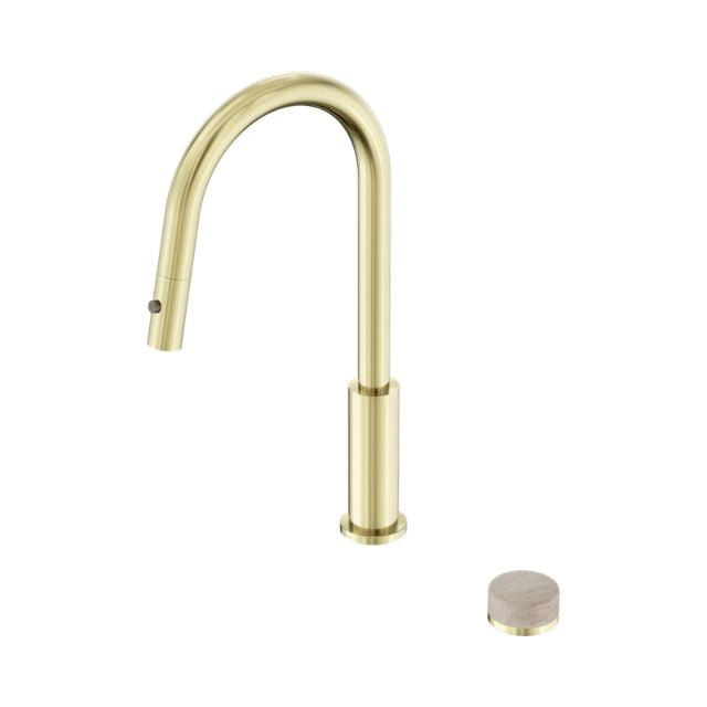 Nero Serenity Progressive Pull Out Kitchen Set With Rome Travertine Handle Brushed Gold 24E057BG - The Blue Space