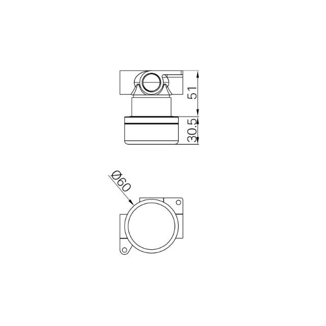 Technical Drawing Nero Serenity Progressive Shower Mixer With Carrara Handle Brushed Nickel 24E001BN - The Blue Space