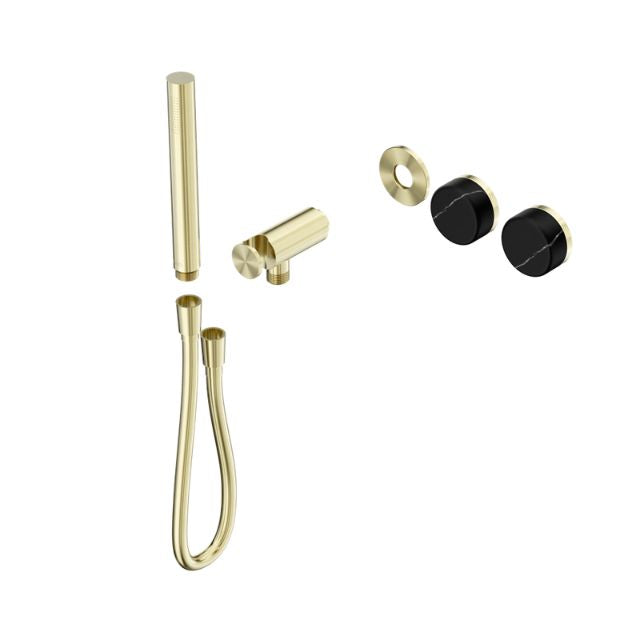 Nero Serenity Progressive Shower System With Marquina Black Handle And Slim Shower Trim Kit Only Brushed Gold 24E123BG - The Blue Space