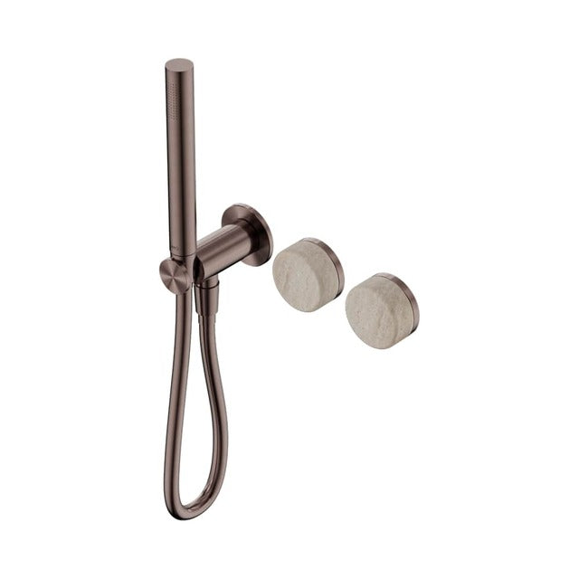 Nero Serenity Progressive Shower System With Rome Travertine Handle And Slim Shower Brushed Bronze 24E021BZ - The Blue Space