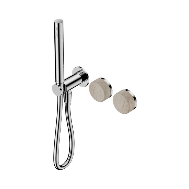 Nero Serenity Progressive Shower System With Rome Travertine Handle And Slim Shower Chrome 24E021CH - The Blue Space