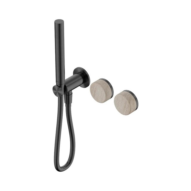 Nero Serenity Progressive Shower System With Rome Travertine Handle And Slim Shower Gun Metal 24E021GM - The Blue Space