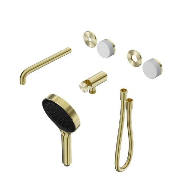 Nero Serenity Progressive Shower System With Spout With Carrara Handle And Serenity Hand Shower Trim Kit Only Brushed Gold 24E085BG - The Blue Space