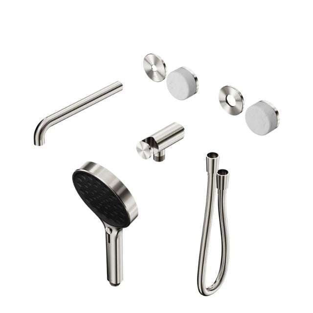 Nero Serenity Progressive Shower System With Spout With Carrara Handle And Serenity Hand Shower Trim Kit Only Brushed Nickel 24E085BN - The Blue Space