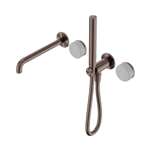 Nero Serenity Progressive Shower System With Spout With Carrara Handle And Slim Shower Brushed Bronze