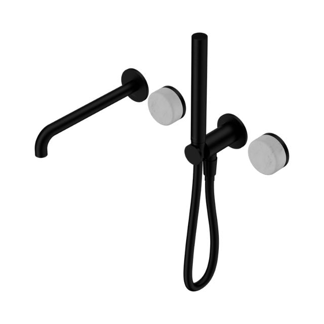 Nero Serenity Progressive Shower System With Spout With Carrara Handle And Slim Shower Matte Black 24E007MB - The Blue Space