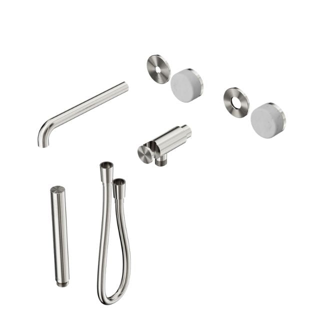 Nero Serenity Progressive Shower System With Spout With Carrara Handle And Slim Shower Trim Kit Only Brushed Nickel 24E079BN - The Blue Space