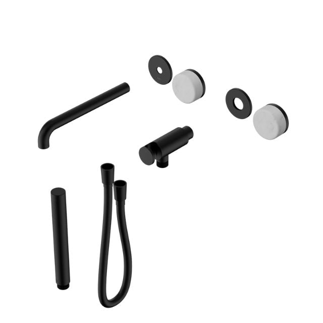 Nero Serenity Progressive Shower System With Spout With Carrara Handle And Slim Shower Trim Kit Only Matte Black 24E079MB - The Blue Space