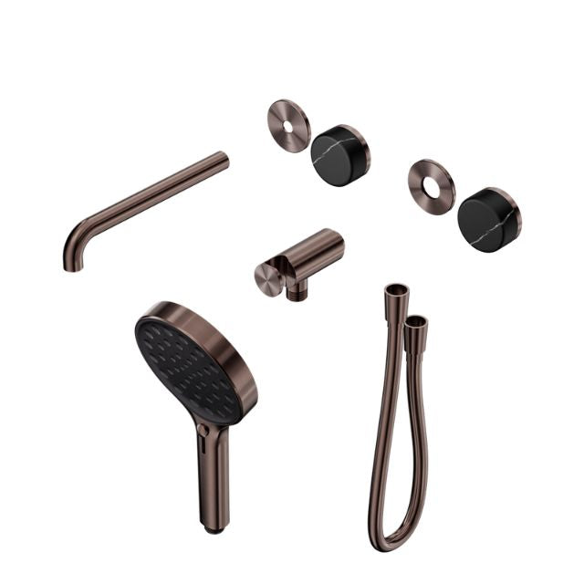Nero Serenity Progressive Shower System With Spout With Marquina Black Handle And Serenity Hand Shower Trim Kit Only Brushed Bronze 24E122BZ - The Blue Space
