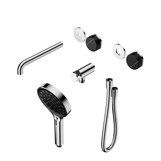 Nero Serenity Progressive Shower System With Spout With Marquina Black Handle And Serenity Hand Shower Trim Kit Only Chrome 24E122CH - The Blue Space