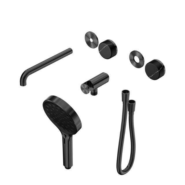 Nero Serenity Progressive Shower System With Spout With Marquina Black Handle And Serenity Hand Shower Trim Kit Only Gun Metal 24E122GM - The Blue Space