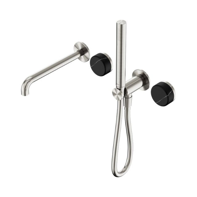 Nero Serenity Progressive Shower System With Spout With Marquina Black Handle And Slim Shower Brushed Nickel 24E129BN - The Blue Space