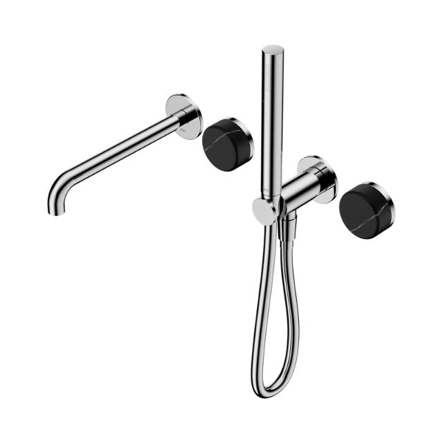 Nero Serenity Progressive Shower System With Spout With Marquina Black Handle And Slim Shower Chrome