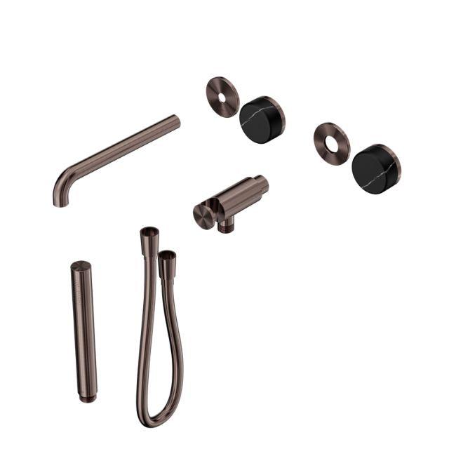 Nero Serenity Progressive Shower System With Spout With Marquina Black Handle And Slim Shower Trim Kit Only Brushed Bronze 24E121BZ - The Blue Space