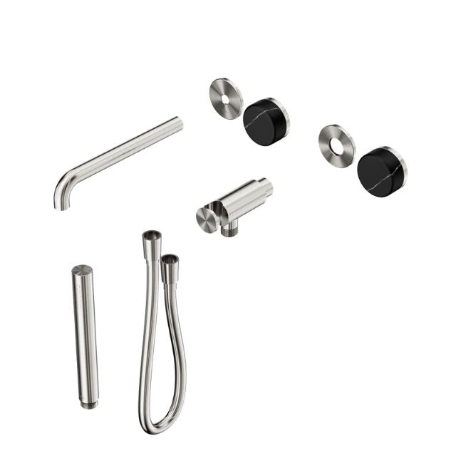 Nero Serenity Progressive Shower System With Spout With Marquina Black Handle And Slim Shower Trim Kit Only Brushed Nickel 24E121BN - The Blue Space