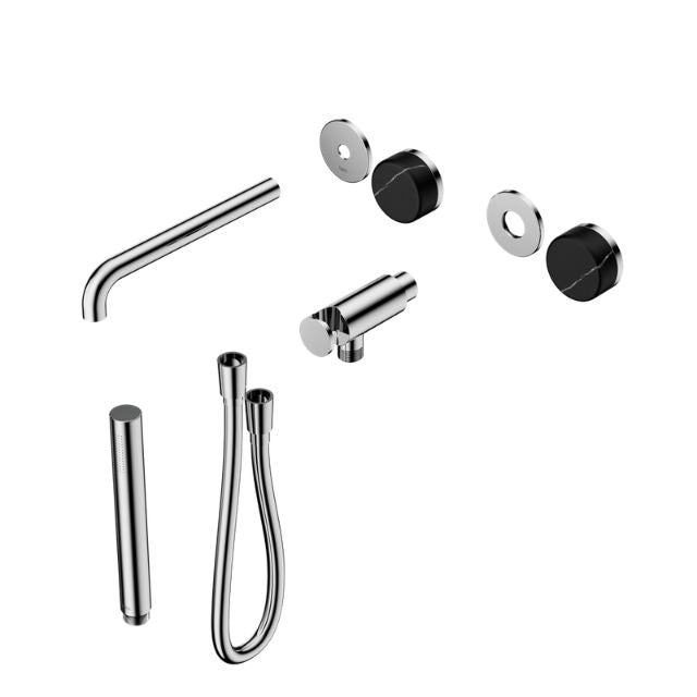 Nero Serenity Progressive Shower System With Spout With Marquina Black Handle And Slim Shower Trim Kit Only Chrome 24E121CH - The Blue Space