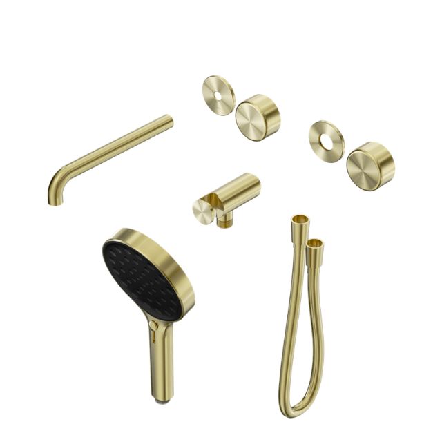 Nero Serenity Progressive Shower System With Spout With Metal Handle And Serenity Hand Shower Trim Kit Only Brushed Gold 24E090BG - The Blue Space