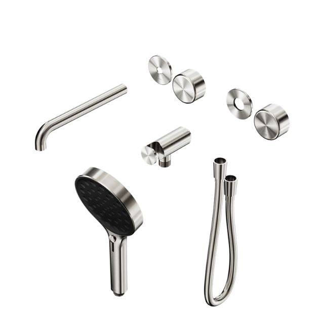 Nero Serenity Progressive Shower System With Spout With Metal Handle And Serenity Hand Shower Trim Kit Only Brushed Nickel 24E090BN - The Blue Space