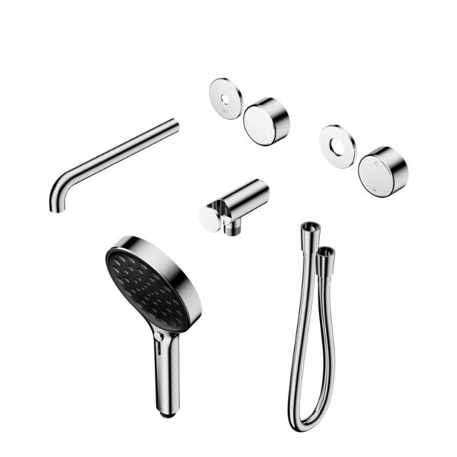 Nero Serenity Progressive Shower System With Spout With Metal Handle And Serenity Hand Shower Trim Kit Only Chrome 24E090CH - The Blue Space