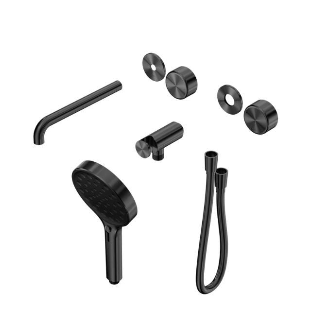 Nero Serenity Progressive Shower System With Spout With Metal Handle And Serenity Hand Shower Trim Kit Only Gun Metal 24E090GM - The Blue Space