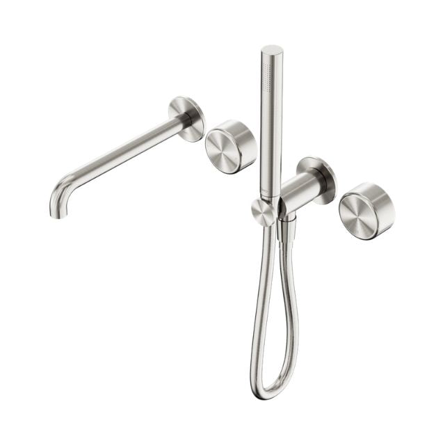 Nero Serenity Progressive Shower System With Spout With Metal Handle And Slim Shower Brushed Nickel 24E012BN - The Blue Space