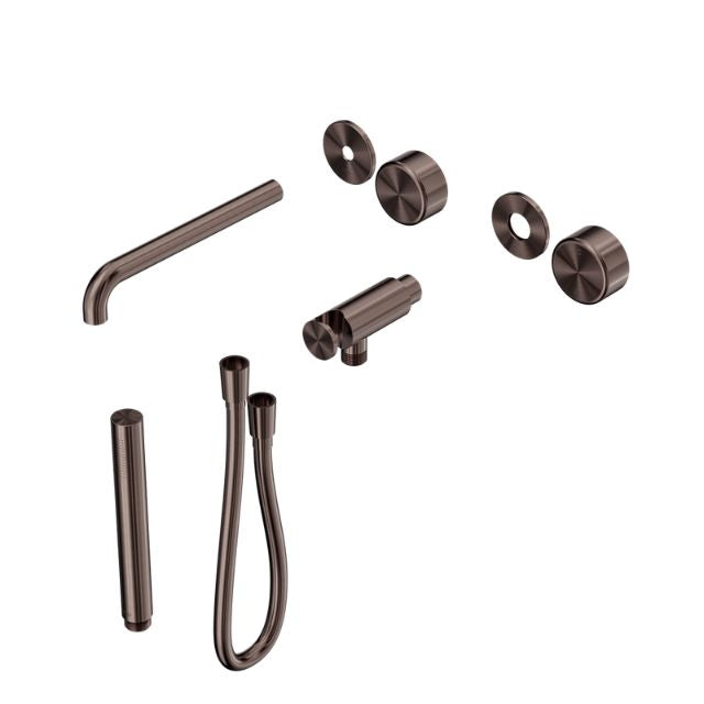 Nero Serenity Progressive Shower System With Spout With Metal Handle And Slim Shower Trim Kit Only Brushed Bronze 24E084BZ - The Blue Space
