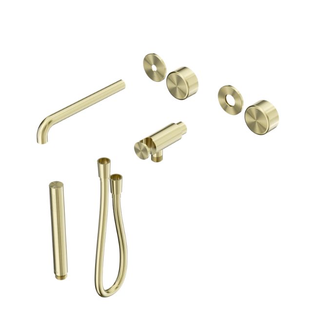 Nero Serenity Progressive Shower System With Spout With Metal Handle And Slim Shower Trim Kit Only Brushed Gold 24E084BG - The Blue Space