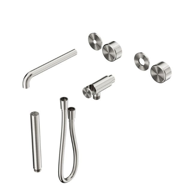 Nero Serenity Progressive Shower System With Spout With Metal Handle And Slim Shower Trim Kit Only Brushed Nickel 24E084BN - The Blue Space