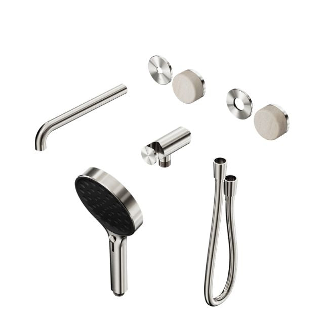 Nero Serenity Progressive Shower System With Spout With Rome Travertine Handle And Serenity Hand Shower Trim Kit Only Brushed Nickel 24E087BN - The Blue Space