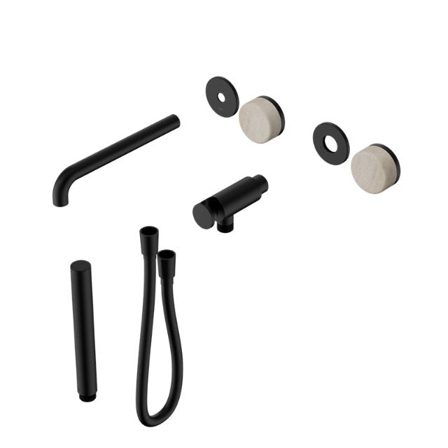 Nero Serenity Progressive Shower System With Spout With Rome Travertine Handle And Slim Shower Trim Kit Only Matte Black 24E081MB - The Blue Space