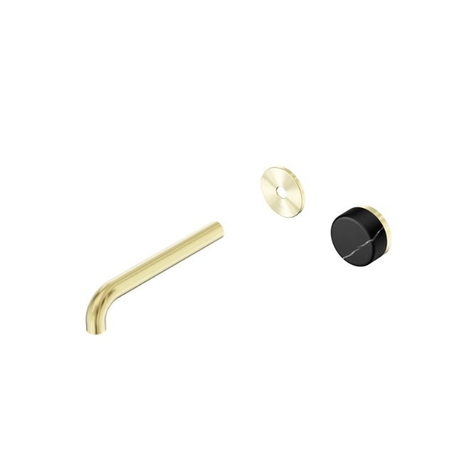 Nero Serenity Progressive Wall Basin Mixer 160mm Spout With Marquina Black Handle Trim Kit Only Brushed Gold 24E125BG - The Blue Space