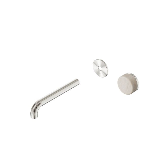 Nero Serenity Progressive Wall Basin Mixer 160mm Spout With Rome Travertine Handle Trim Kit Only Brushed Nickel 24E105BN - The Blue Space