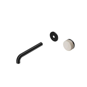 Nero Serenity Progressive Wall Basin Mixer 160mm Spout With Rome Travertine Handle Trim Kit Only Matte Black