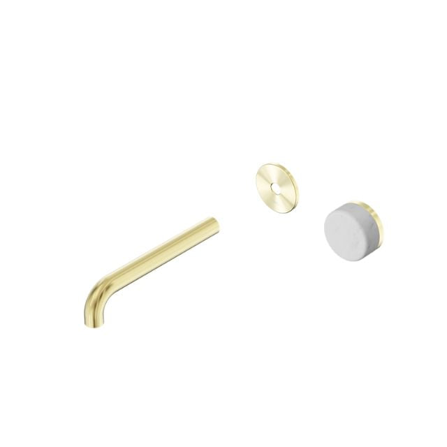 Nero Serenity Progressive Wall Basin Mixer 185mm Spout With Carrara Handle Trim Kit Only Brushed Gold 24E109BG - The Blue Space