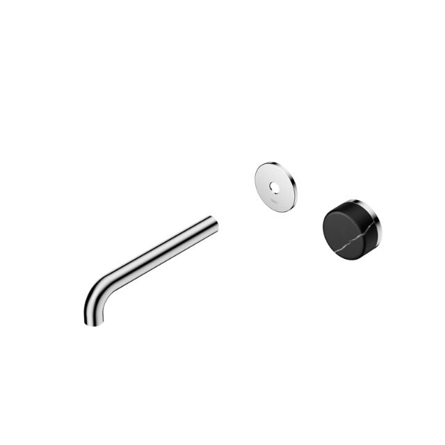Nero Serenity Progressive Wall Basin Mixer 185mm Spout With Marquina Black Handle Trim Kit Only Chrome 24E126CH - The Blue Space