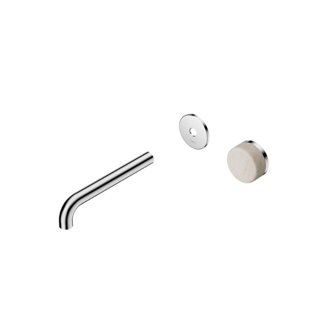 Nero Serenity Progressive Wall Basin Mixer 185mm Spout With Rome Travertine Handle Trim Kit Only Chrome 24E111CH - The Blue Space