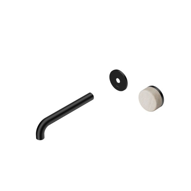 Nero Serenity Progressive Wall Basin Mixer 185mm Spout With Rome Travertine Handle Trim Kit Only Matte Black 24E111MB - The Blue Space