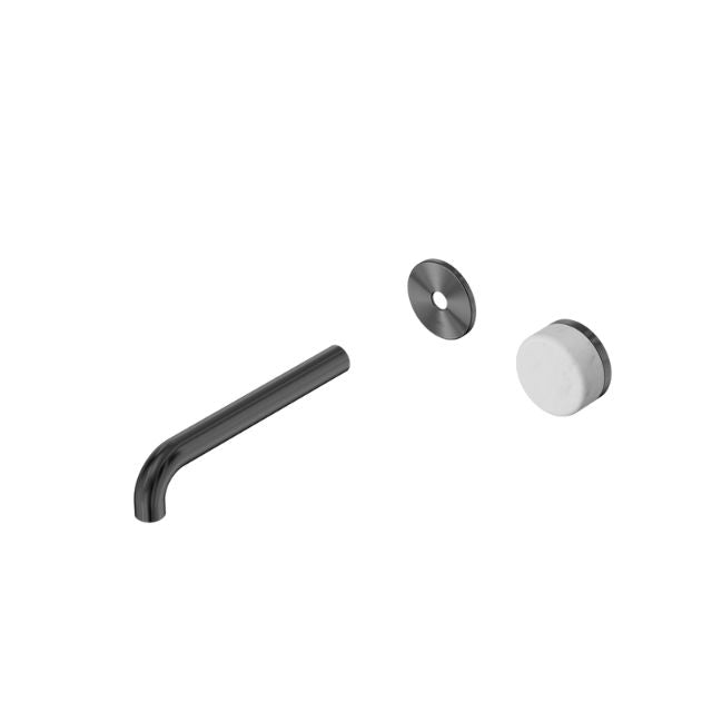 Nero Serenity Progressive Wall Basin Mixer 220mm Spout With Carrara Handle Trim Kit Only Gun Metal 24E115GM - The Blue Space