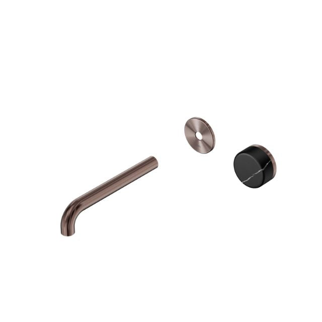 Nero Serenity Progressive Wall Basin Mixer 220mm Spout With Marquina Black Handle Trim Kit Only Brushed Bronze 24E127BZ - The Blue Space